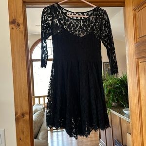 Free People black lace handkerchief hem dress